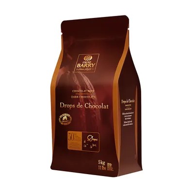 CHOCOLATE COUV DARK CHOC DROPS 50%; 5KG